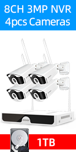 8 channel 4 cameras 1tb