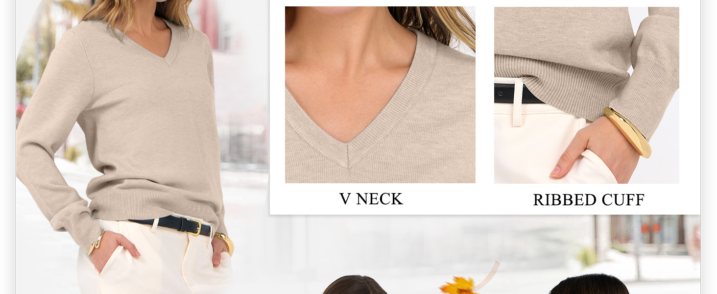 ANRABESS Womens Long Sleeve V Neck Sweaters 2025 Fall Casual Basic Pullover Jumper Top