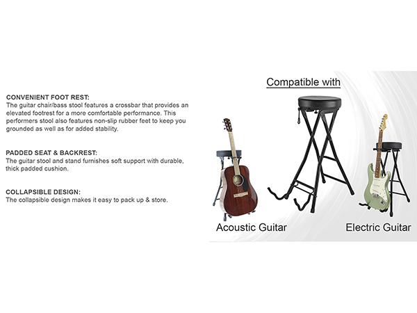 Amazon.com: Gearlux Foldable Guitar Stool with Padded Seat