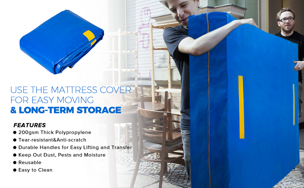 Mattress Moving Bag Queen Size, Heavy Duty Mattress Cover with Sturdy