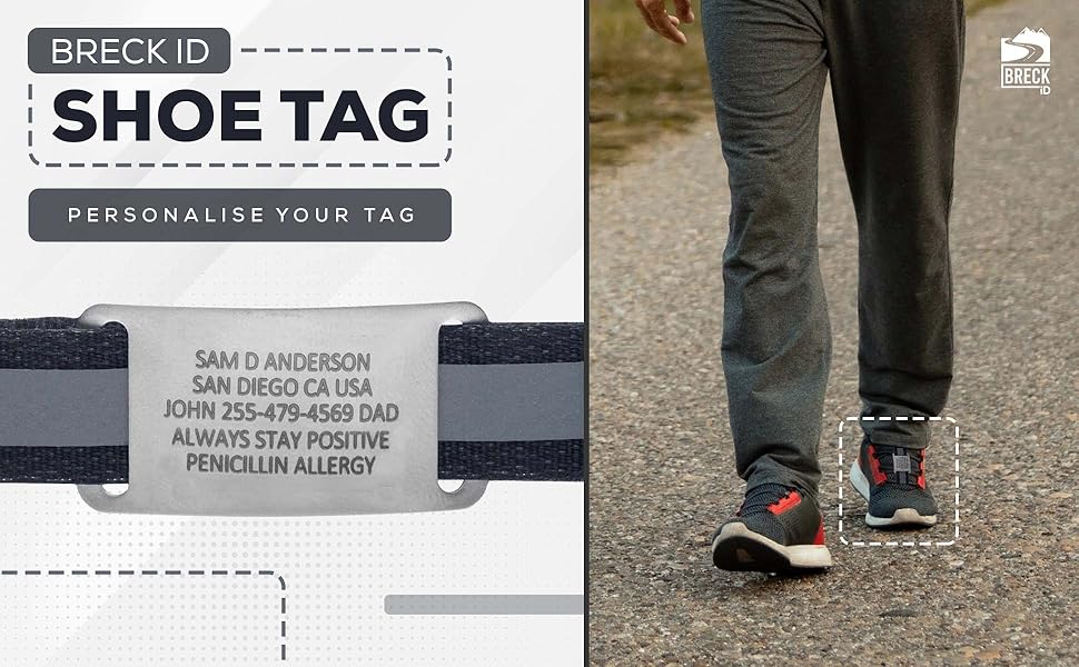 BRECK iD Custom Shoe Tags Medical Alert ID for Runners