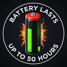 Battery Lasts Up To 50 Hours
