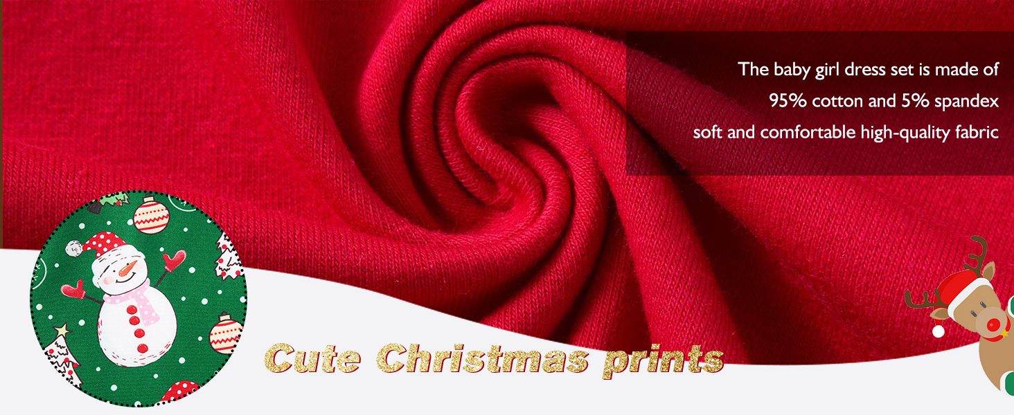 Baby Christmas Cotton Tops and Skirt Set