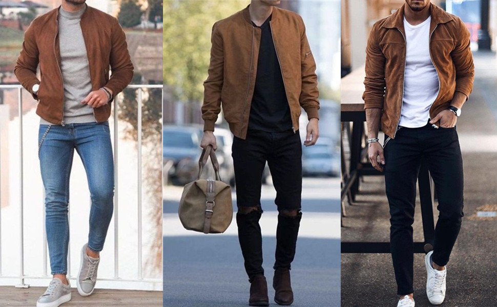 Men's Suede Bomber Varsity