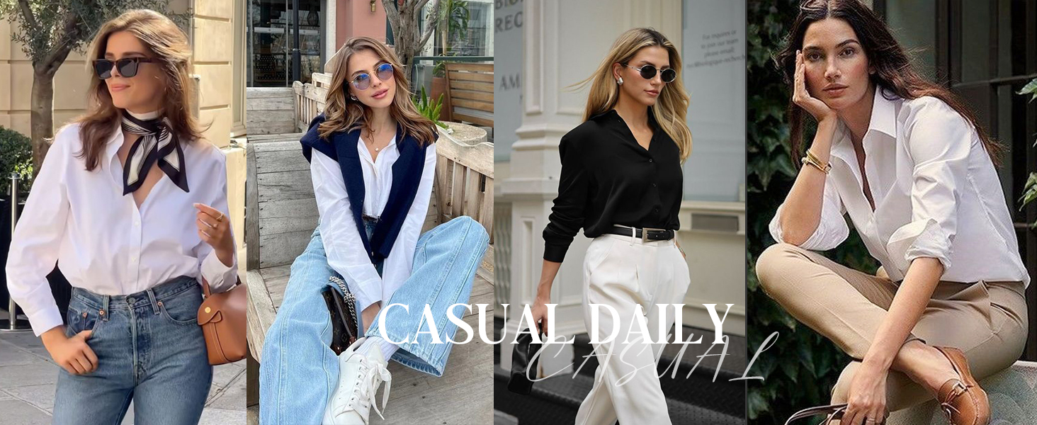 womens long sleeve button down casual shirt