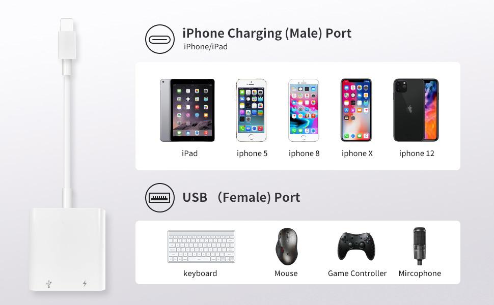 rts New 2022 USB Adapter for iPad/iPhone Lightning to USB Female