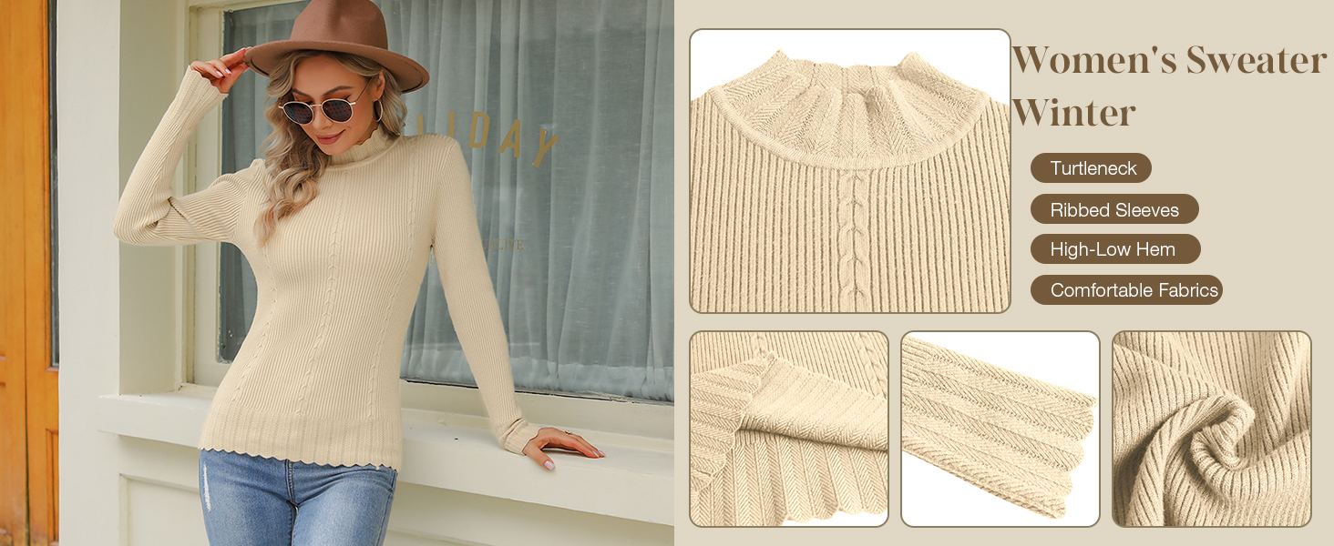 Turtleneck Long Sleeve Pullover women