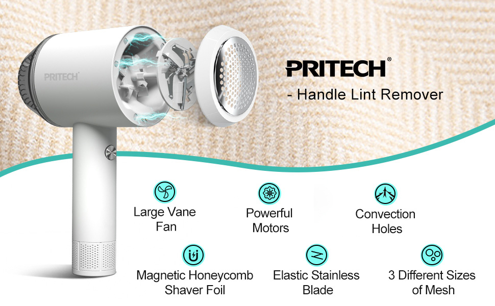 PRITECH Electric Fabric Shaver Rechargeable Lint Remover Portable