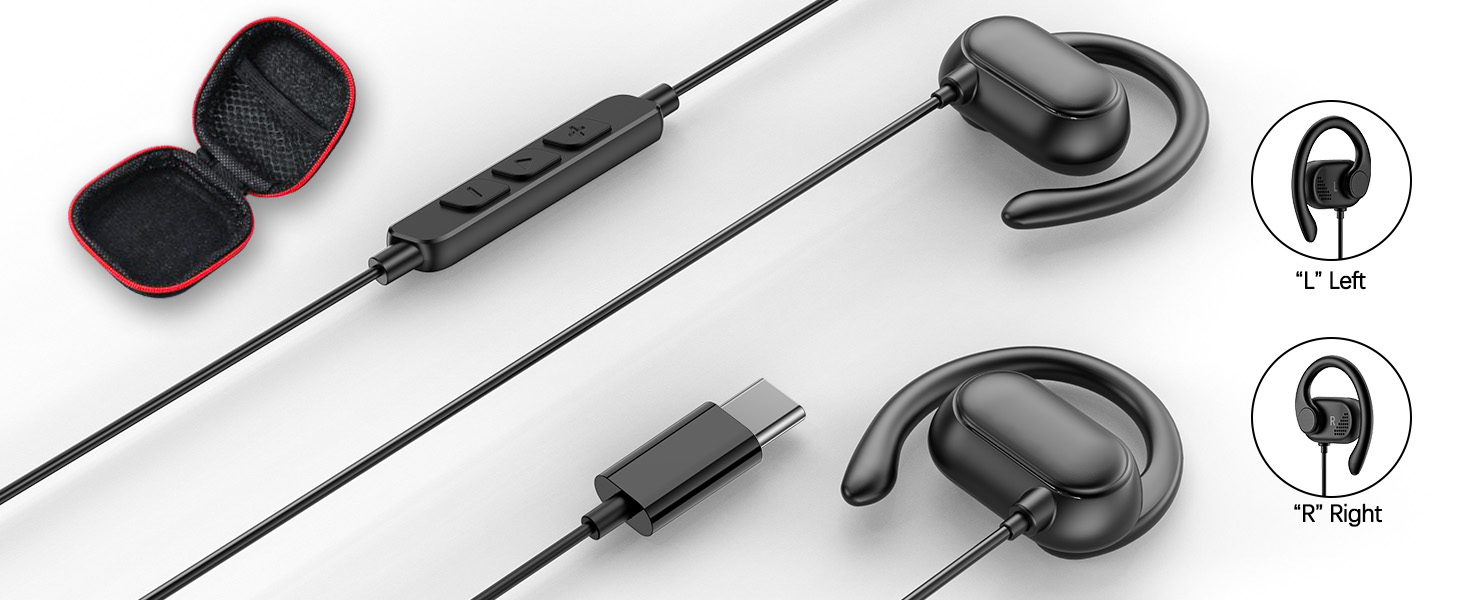 open ear headphone usb c black