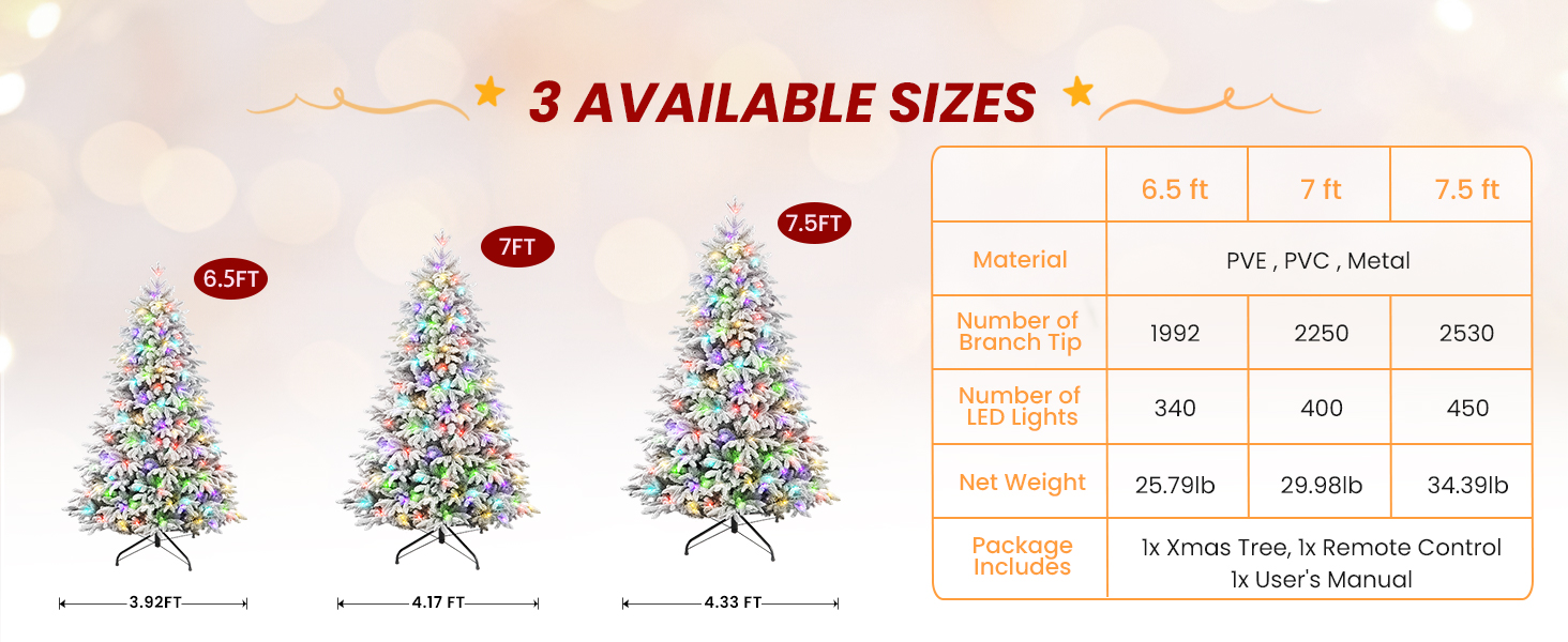Prelit Snow Flocked Artificial Holiday Christmas Tree