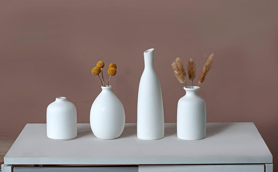 White Ceramic Vase Set of 4, Classic Mat... 16 FD