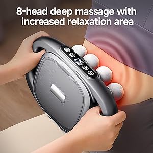 Evasea Massager, 16-Drive 8-Head Massage Gun Set, Deep Tissue Massage Gun with 9 Levels &amp; 9 Modes