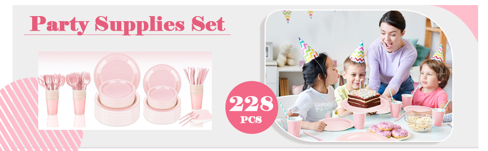 Pink party tableware set