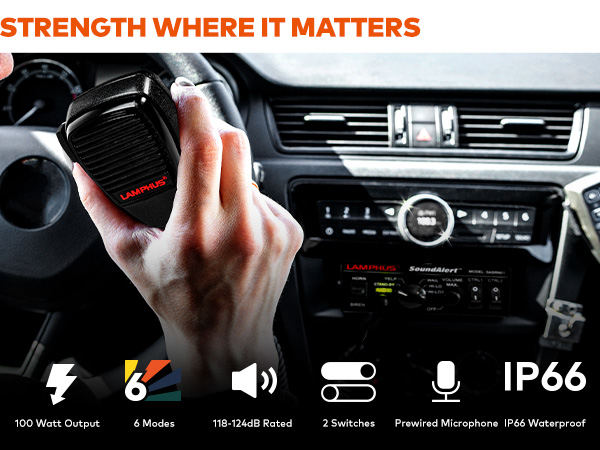 LAMPHUS SoundAlert SASP03 100 Watt Slim Speaker and Siren Kit Features