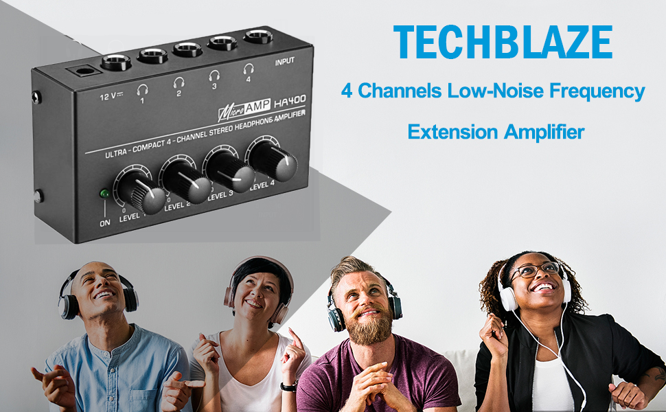 TECHBLAZE Headphone Amplifier 4 Channel Audio Control Amp Mini Metal