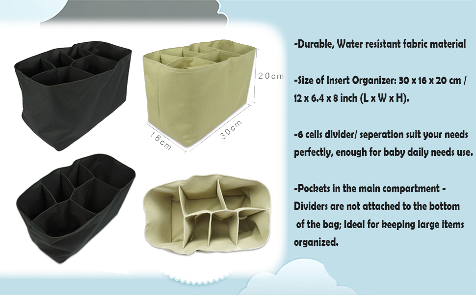 Comicfs Baby Diaper Bag Insert Organizer Khaki