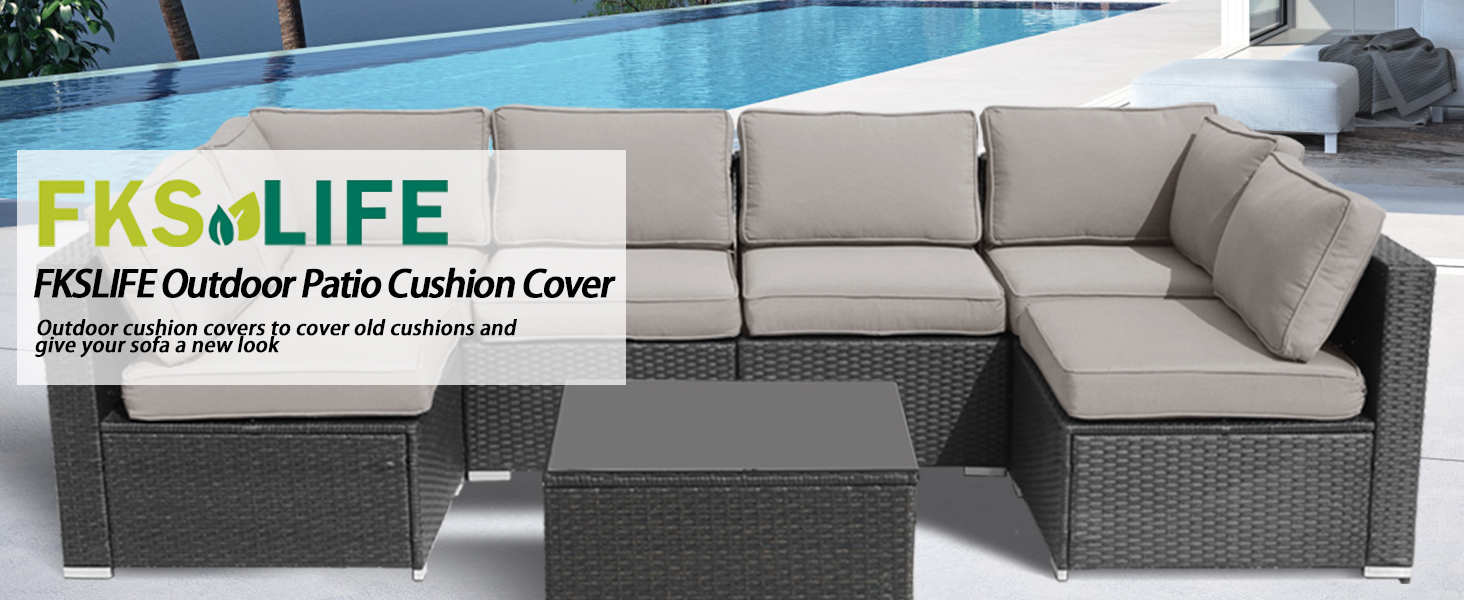 14Pieces Patio Cushion Covers Replacement Outdoor Couch Cushions Covers
