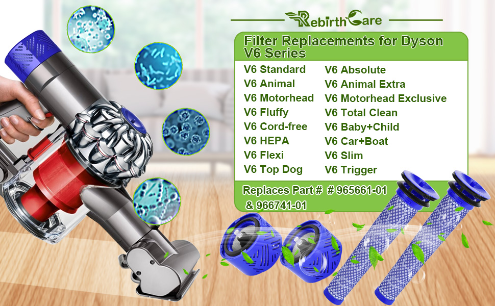 Rebirthcare 2 Sets Ersetzt Filter für Dyson V6 Ersatzteile Akku