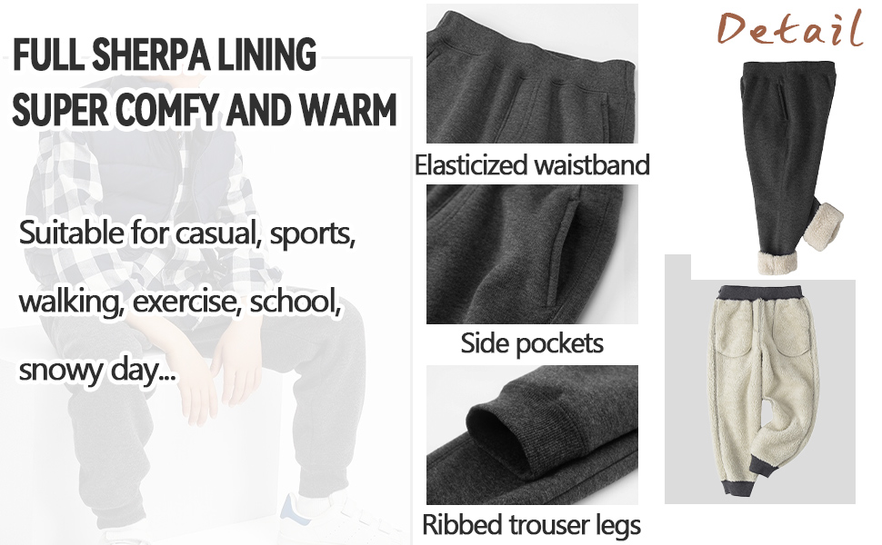 Kids Girls Boys Fleece Jogging Trouser