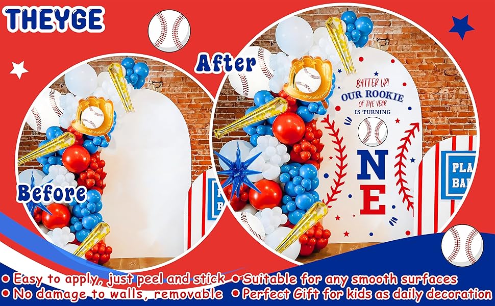 First Birthday Arch Decals for Baby Boy Baseball Birthday