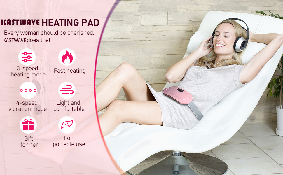 Vsuns portable cordless heating pads, heating pads for cramps during menstrual massage period, endometriosis pain relief, menstrual care, portable quick heat pads should be an item for women and girls Hot cushion