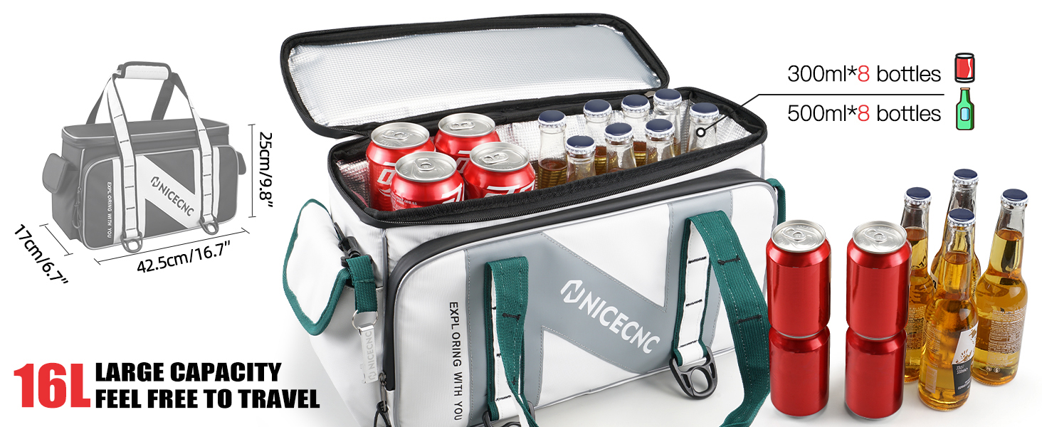 NICECNC Motorcycle Saddlebag Cooler Bag 16L, Double