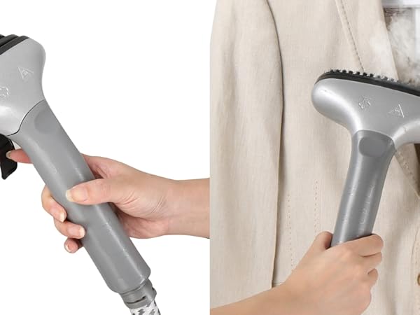Dual-purpose attachment functions as both a fabric brush and pants press.