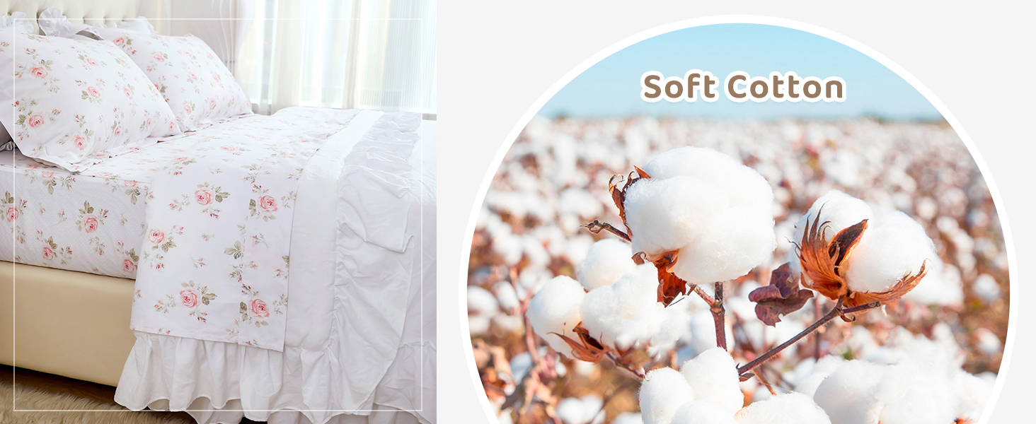 QSH Floral Queen Size Sheet Sets Shabby Vintage Chic Rose