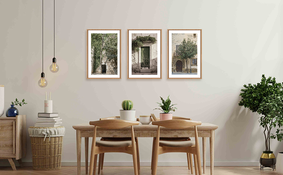 HOURIA Large Vintage Italy City Landscape Framed Canvas