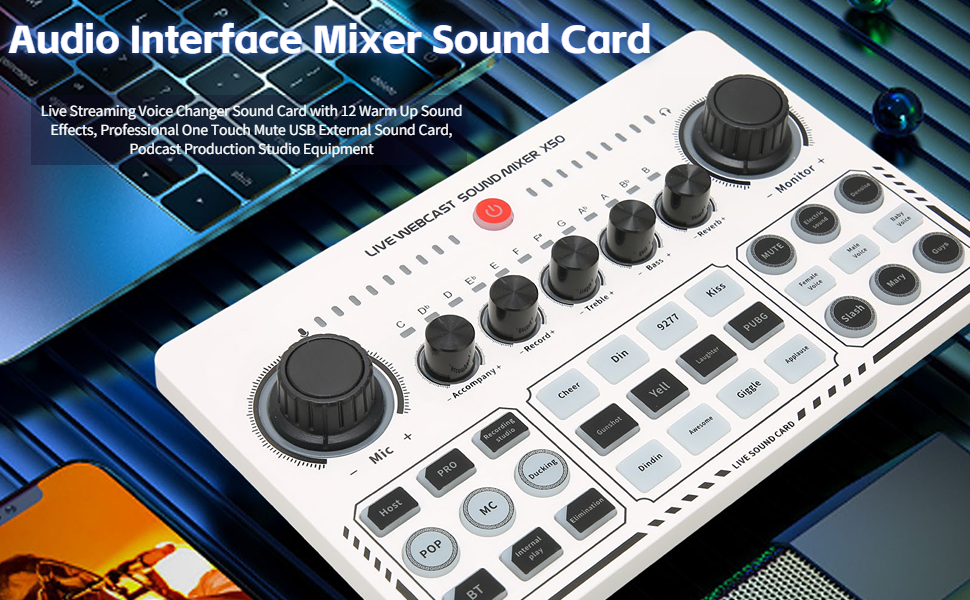 AudioInterface DJMixerSoundkarte, LiveStreamingVoiceChanger