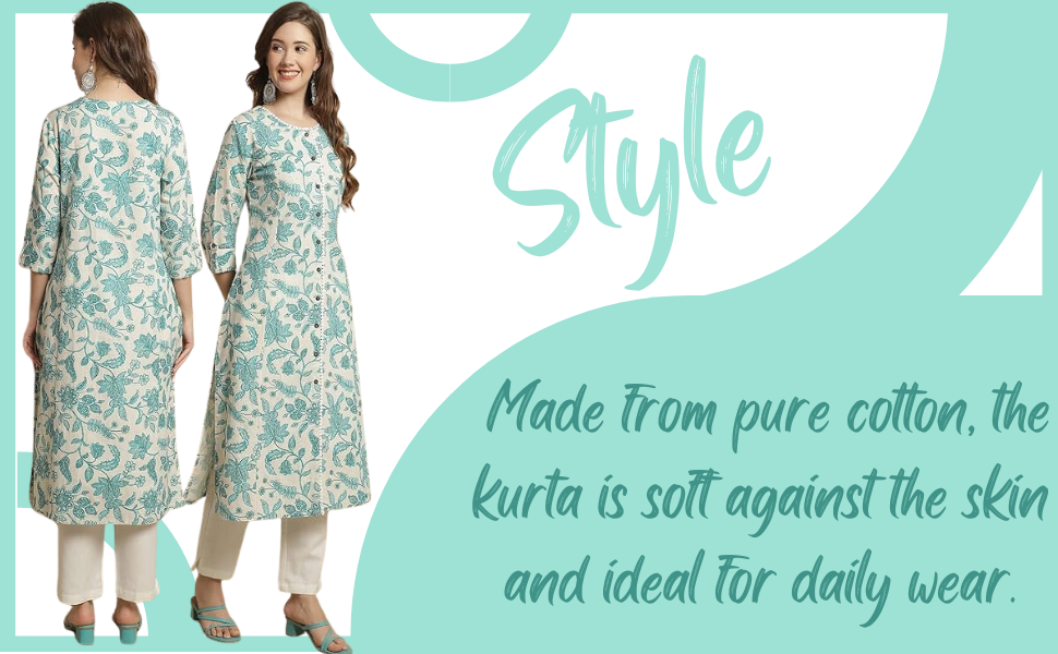 SPN-BFCC Women Cotton Floral Print A-Line Kurta for Women