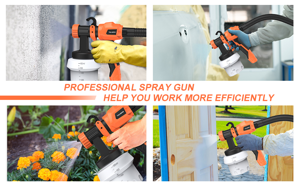 TDAGRO 800W Paint Sprayer 6.5ft Airhose/4 Nozzles/3