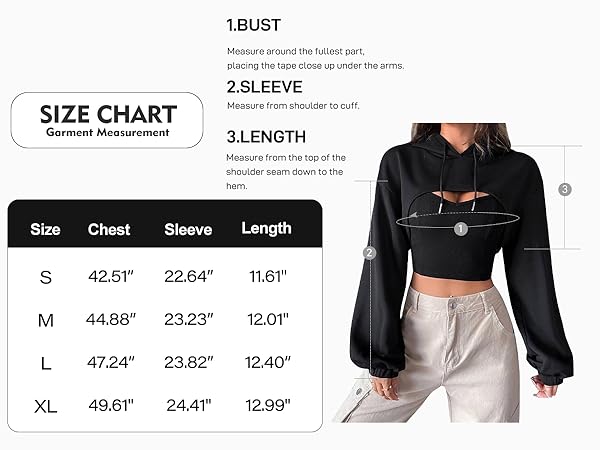 Flygo Women's Cut Out Super Cropped Hoodie Long Sleeve