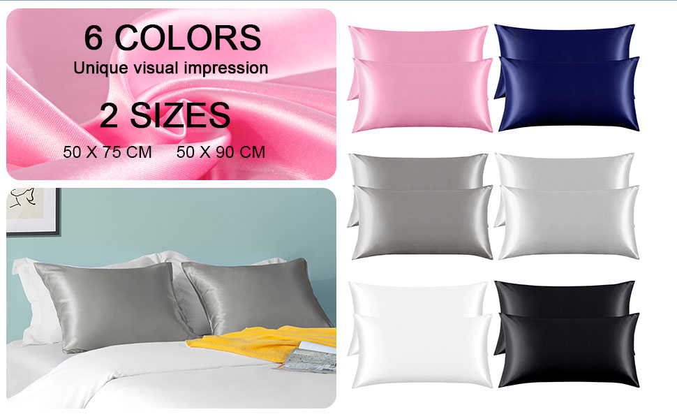 FLXXIE 2 Pack Satin Pillowcases for Skin and Hair, Luxurious and Silky