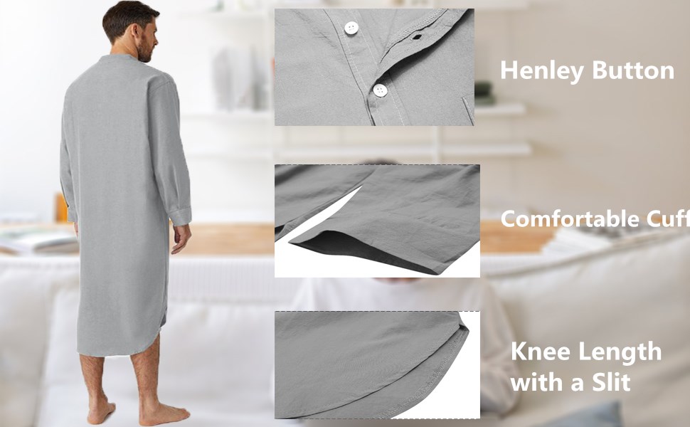 Herren-Nachthemd mit langen Ärmeln