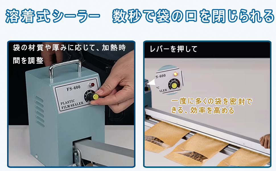 レバー押すだけで袋を閉じられる