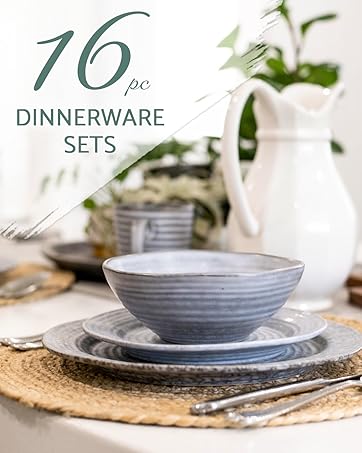 16 piece dinnerware dish sets with bowls, plates and mugs for 4 people