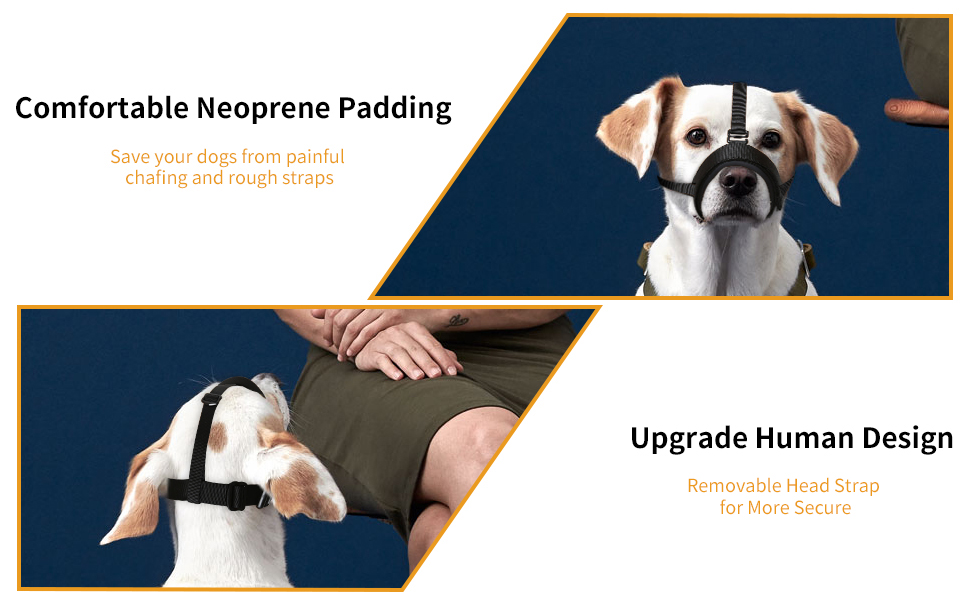 HEELE Dog Muzzle with Head Strap and Adjustable Loop and Soft Neoprene