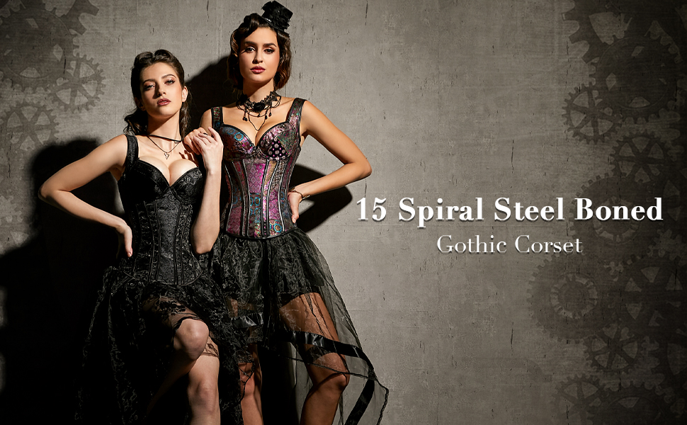 Kimring Women's Gothic Retro Jacquard Peasant Shoulder