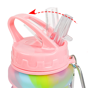 WATMHHJQ Silicone Water Bottle, Collapsible, 500ml 16oz Sports Foldable with Carabiner, for Outdoor