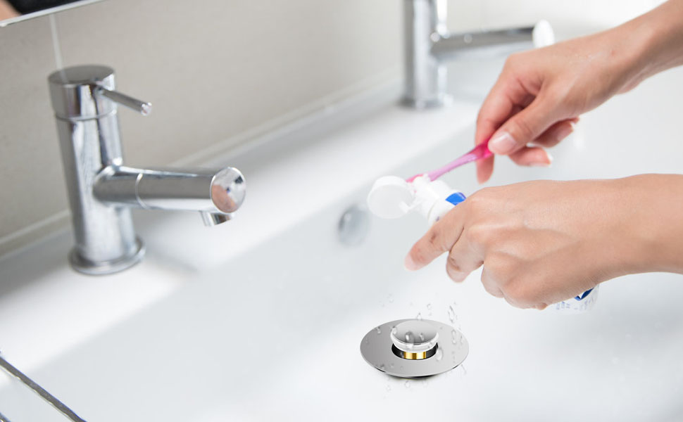 Universal 2 in 1 Bathroom Sink Stopper, Pop Up Bathroom Sink Strainer with Anti