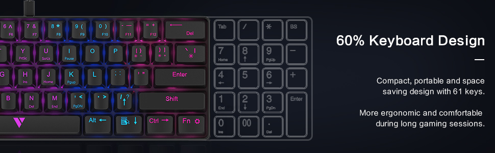 compact portable keyboard with type c cable