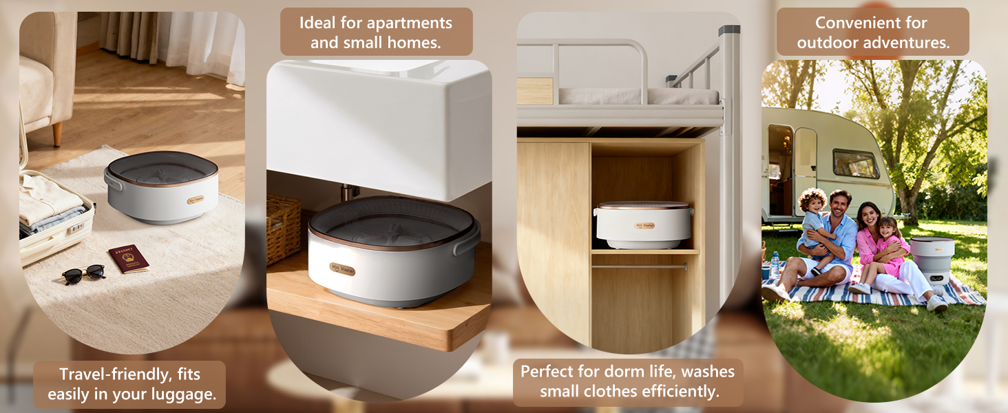 Mini Laundry Machine 16L — Foldable Portable Laundry Machine and Spinner for Baby Clothes, Underwear, Socks; Ideal for Travel, Dorms, Camping 6 Portable Washing Machine