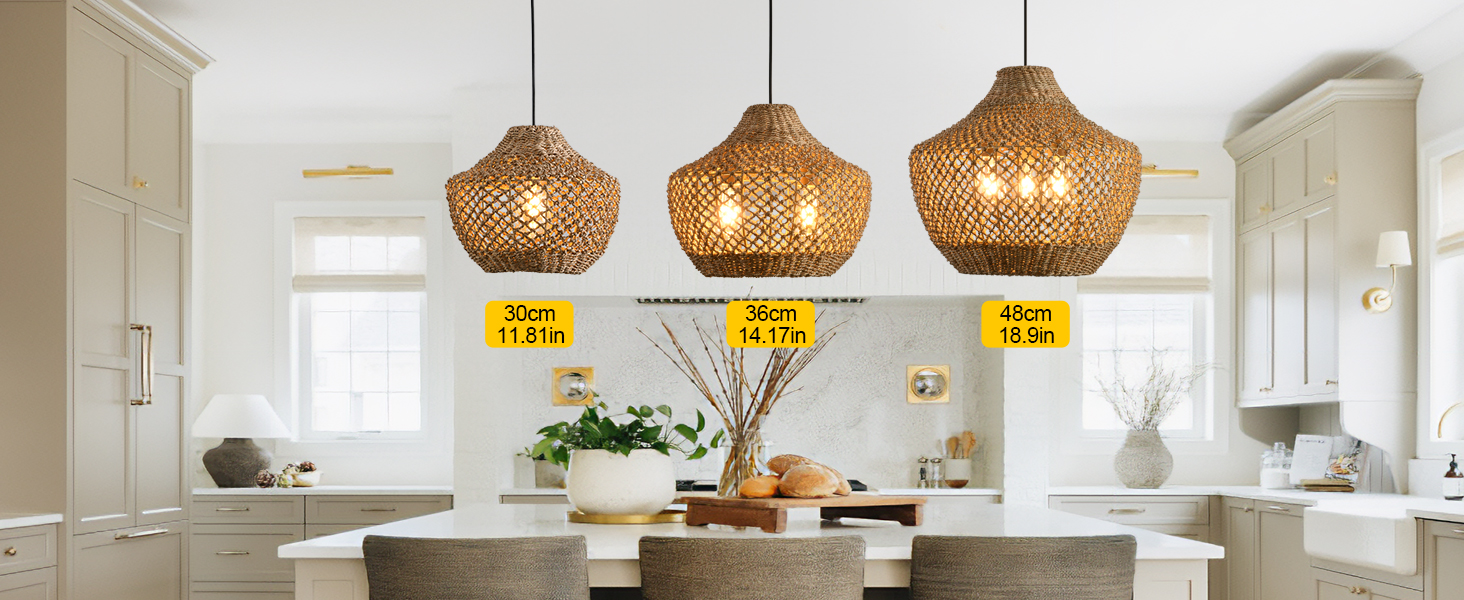 Hand Woven Seagrass Rattan Pendant Light