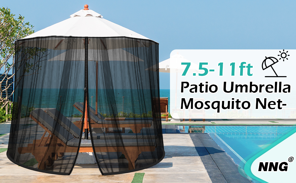 7.511 ft Patio Umbrella Mosquito Net,Patio Screen Mesh with Zipper,Canopy