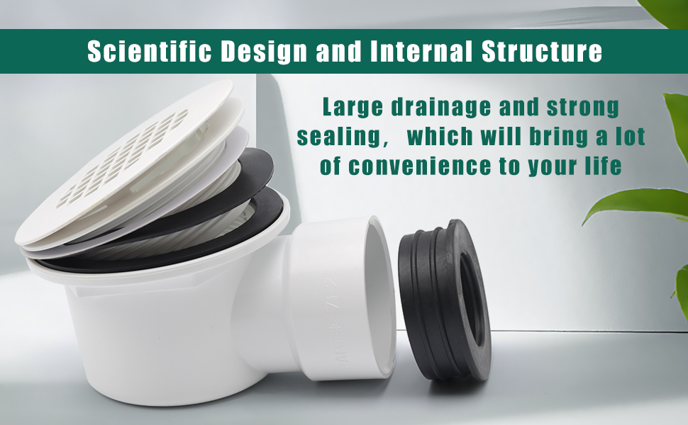 1.5" Low Profile Shower Base Drain with Perforated Strainer, Side