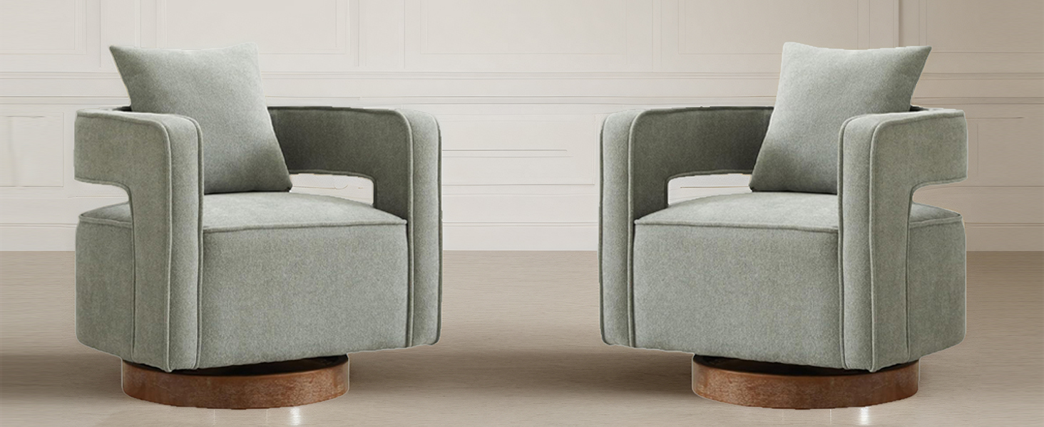 Green Swivel Accent Chairs Set of 2