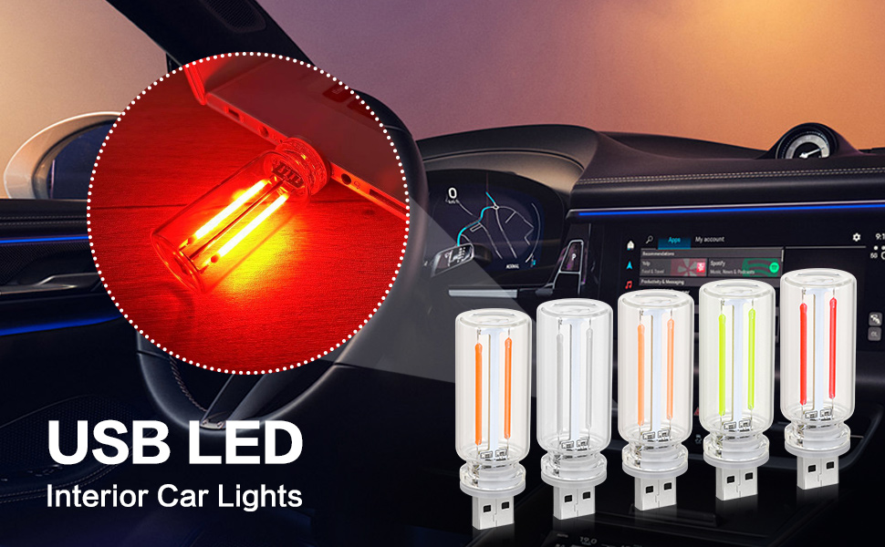 USB Retro Car Lamps, USB LED Car Interior Atmosphere Lights