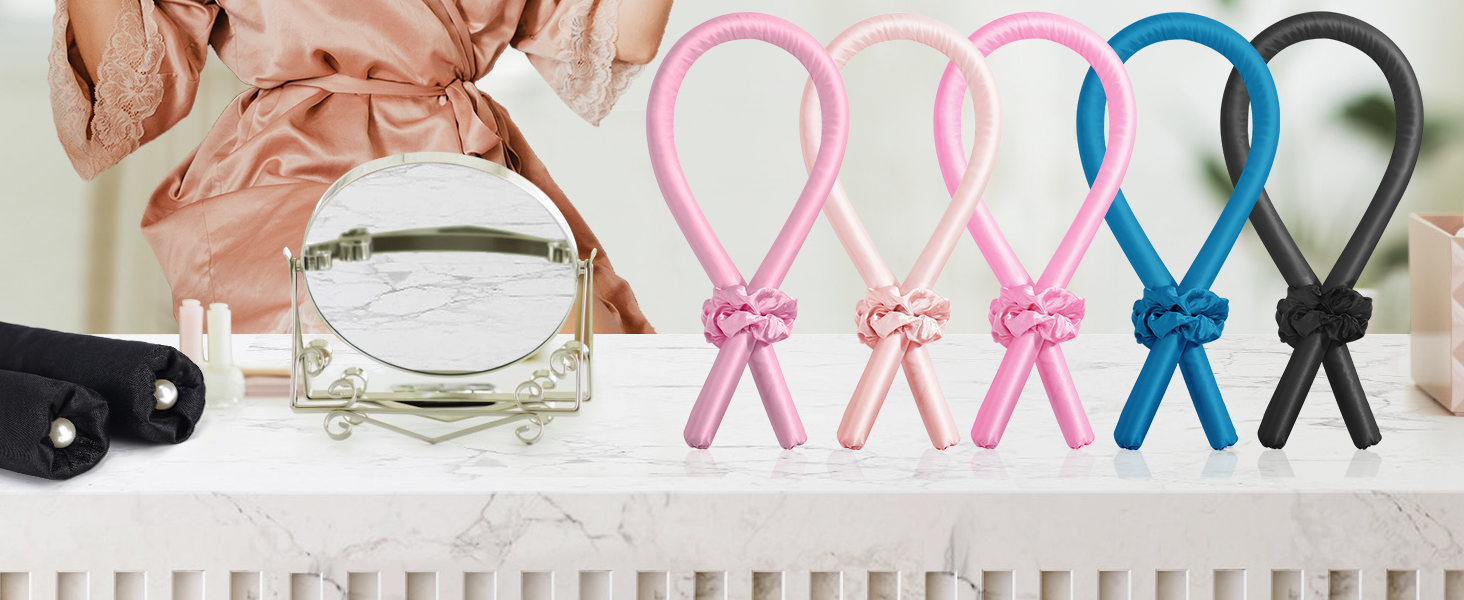 satin heatless curling set