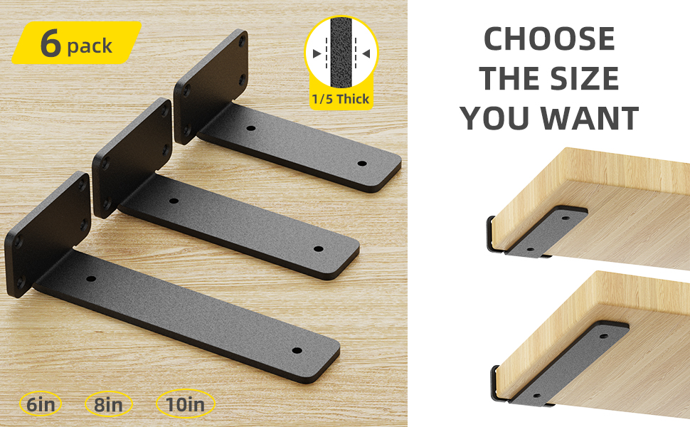 Bloazzup 6 Pack Floating Shelf Bracket Heavy Duty Shelf